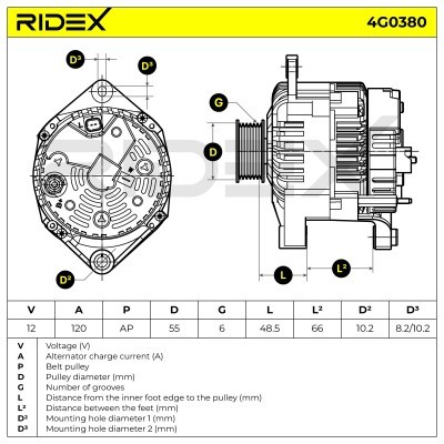 Alternator RIDEX 4G0380 4G0380 - photo 7