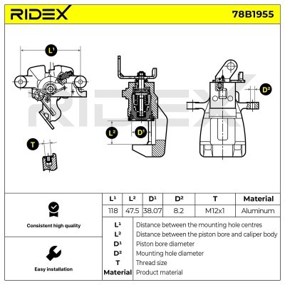 Brake Caliper RIDEX 78B1955 78B1955 - photo 3