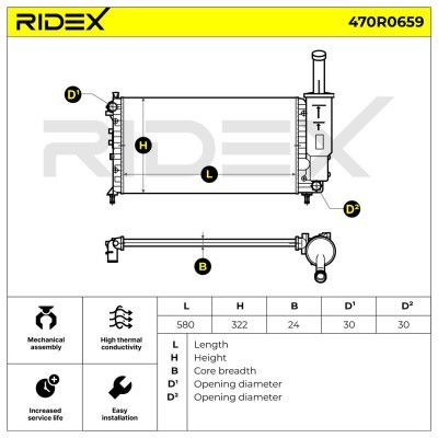 Radiator, Engine Cooling RIDEX 470R0659 470R0659 - photo 5