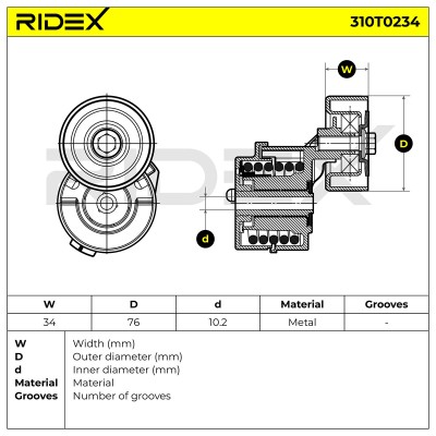 Belt Tensioner V-Ribbed Belt RIDEX 310T0234 310T0234 - photo 6