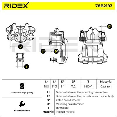 Brake Caliper RIDEX 78B2193 78B2193 - photo 6