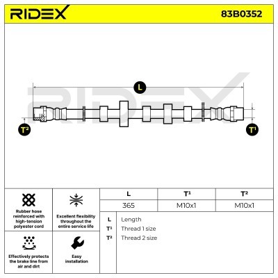 Brake Hose RIDEX 83B0352 83B0352 - photo 6