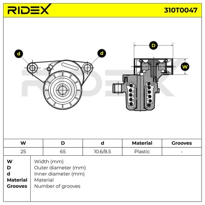 Belt Tensioner V-Ribbed Belt RIDEX 310T0047 310T0047 - photo 6