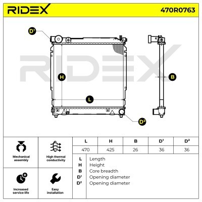 Radiator, Engine Cooling RIDEX 470R0763 470R0763 - photo 5