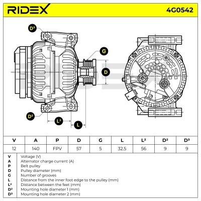 Alternator RIDEX 4G0542 4G0542 - photo 7