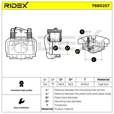 Brake Caliper RIDEX 78B0257 78B0257 - photo 5