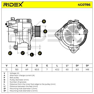 Alternator RIDEX 4G0786 4G0786 - photo 7