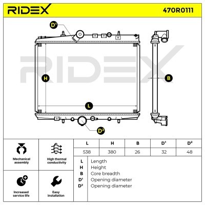 Radiator, Engine Cooling RIDEX 470R0111 470R0111 - photo 3