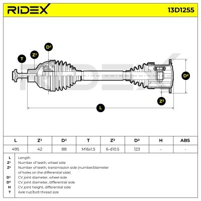 Drive Shaft RIDEX 13D1255 13D1255 - photo 7