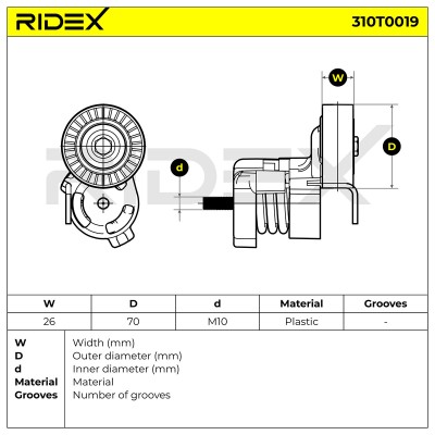 Belt Tensioner V-Ribbed Belt RIDEX 310T0019 310T0019 - photo 6