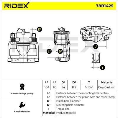 Brake Caliper RIDEX 78B1425 78B1425 - photo 3