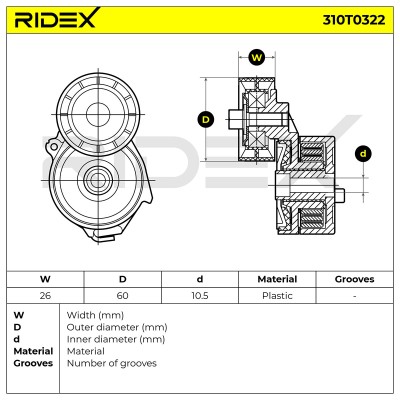 Belt Tensioner V-Ribbed Belt RIDEX 310T0322 310T0322 - photo 6