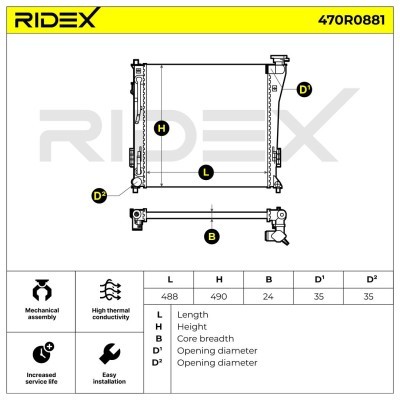 Radiator, Engine Cooling RIDEX 470R0881 470R0881 - photo 10