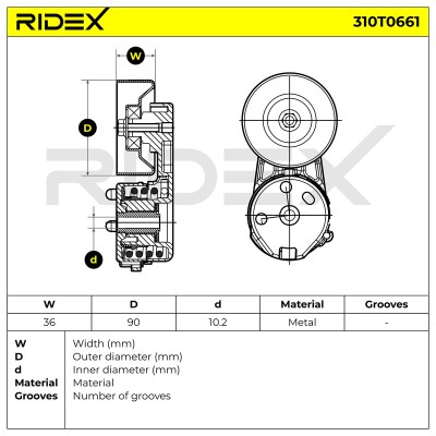 Belt Tensioner V-Ribbed Belt RIDEX 310T0661 310T0661 - photo 6