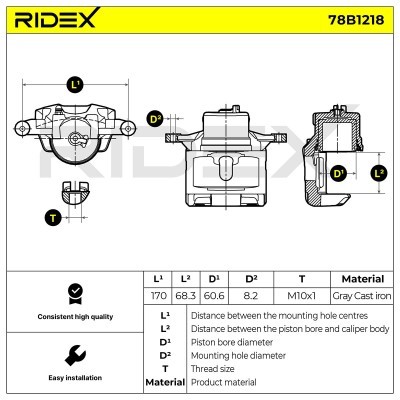 Brake Caliper RIDEX 78B1218 78B1218 - photo 6