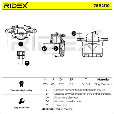Brake Caliper RIDEX 78B2110 78B2110 - photo 3