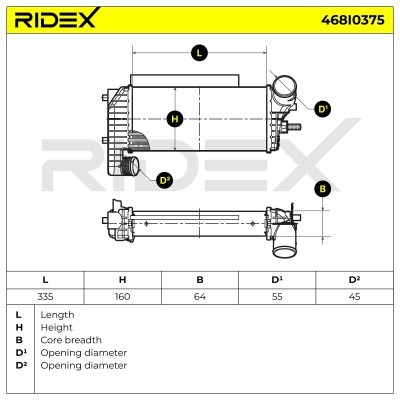 Intercooler, Charger RIDEX 468I0375 468I0375 - photo 5