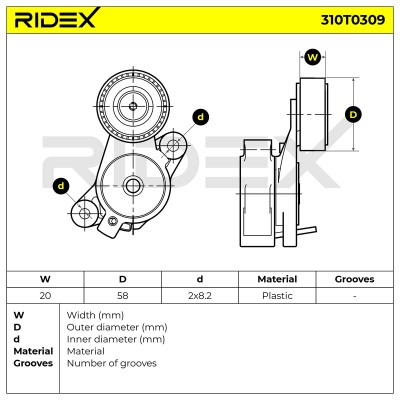 Belt Tensioner V-Ribbed Belt RIDEX 310T0309 310T0309 - photo 6