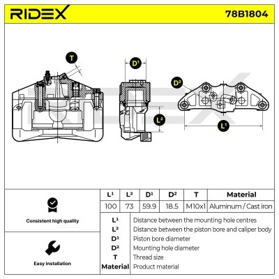 Brake Caliper RIDEX 78B1804 78B1804 - photo 6