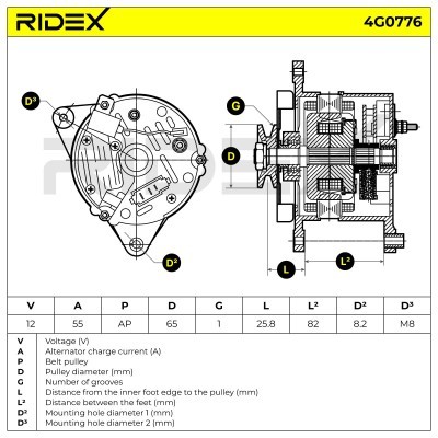 Alternator RIDEX 4G0776 4G0776 - photo 5