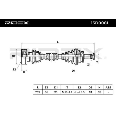Drive Shaft RIDEX 13D0081 13D0081 - photo 4