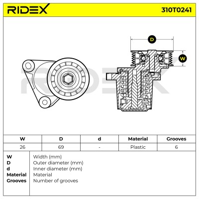 Belt Tensioner V-Ribbed Belt RIDEX 310T0241 310T0241 - photo 6