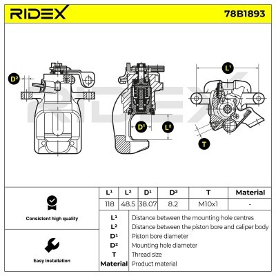 Brake Caliper RIDEX 78B1893 78B1893 - photo 6