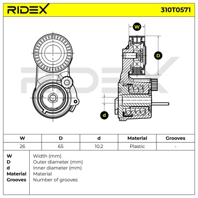 Belt Tensioner V-Ribbed Belt RIDEX 310T0571 310T0571 - photo 6