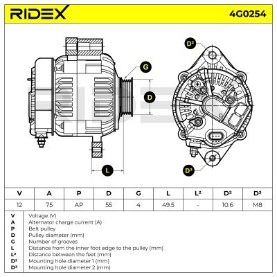 Alternator RIDEX 4G0254 4G0254 - photo 6