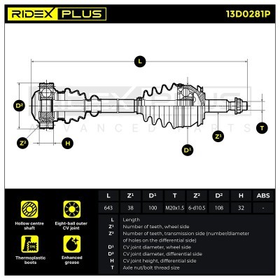 Drive Shaft RIDEX 13D0281P 13D0281P - photo 8