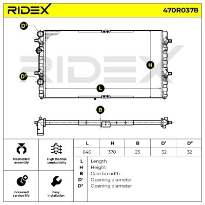 Radiator, Engine Cooling RIDEX 470R0378 470R0378 - photo 8