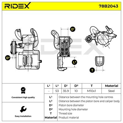 Brake Caliper RIDEX 78B2043 78B2043 - photo 6