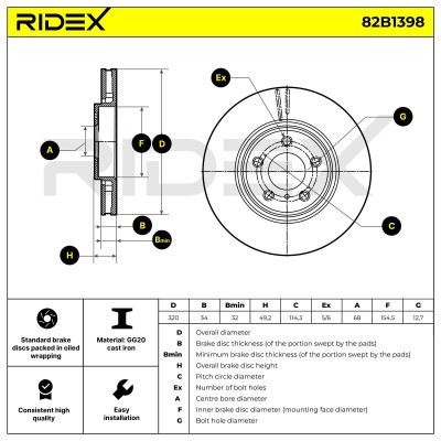 Brake Disc RIDEX 82B1398 82B1398 - photo 7