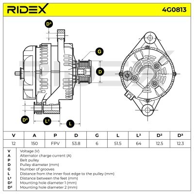 Alternator RIDEX 4G0813 4G0813 - photo 7