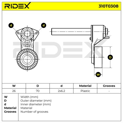 Belt Tensioner V-Ribbed Belt RIDEX 310T0308 310T0308 - photo 6