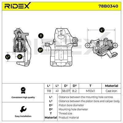 Brake Caliper RIDEX 78B0340 78B0340 - photo 5