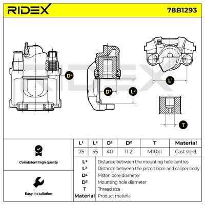 Brake Caliper RIDEX 78B1293 78B1293 - photo 2