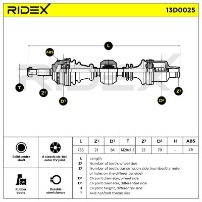 Drive Shaft RIDEX 13D0025 13D0025 - photo 7