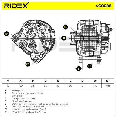 Alternator RIDEX 4G0088 4G0088 - photo 5
