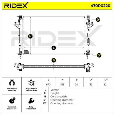 Radiator, Engine Cooling RIDEX 470R0220 470R0220 - photo 5