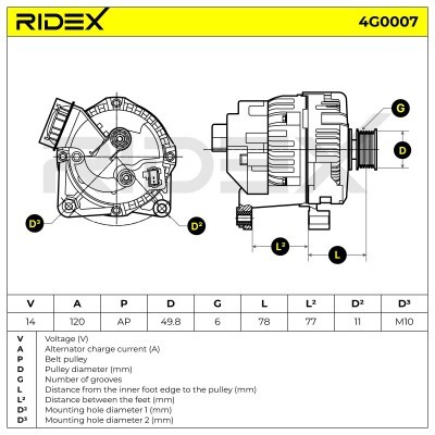 Alternator RIDEX 4G0007 4G0007 - photo 7