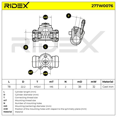 Wheel Brake Cylinder RIDEX 277W0076 277W0076 - photo 7