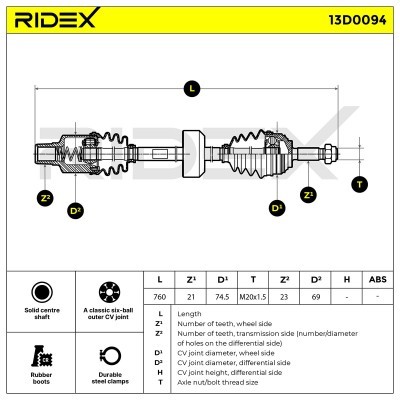 Drive Shaft RIDEX 13D0094 13D0094 - photo 7