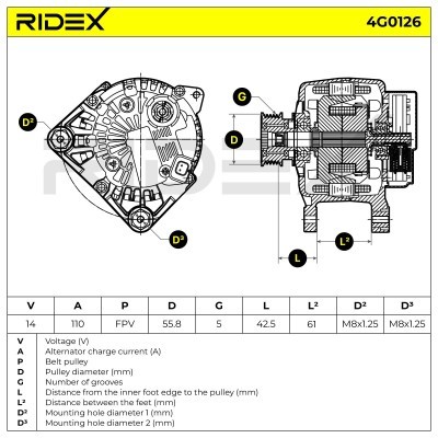 Alternator RIDEX 4G0126 4G0126 - photo 5