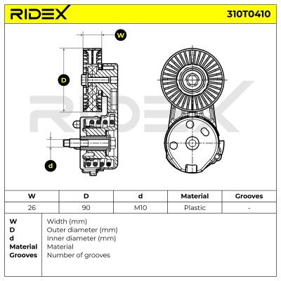 Belt Tensioner V-Ribbed Belt RIDEX 310T0410 310T0410 - photo 6