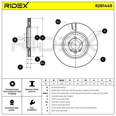 Brake Disc RIDEX 82B1449 82B1449 - photo 7