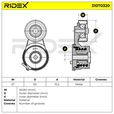 Belt Tensioner V-Ribbed Belt RIDEX 310T0320 310T0320 - photo 6