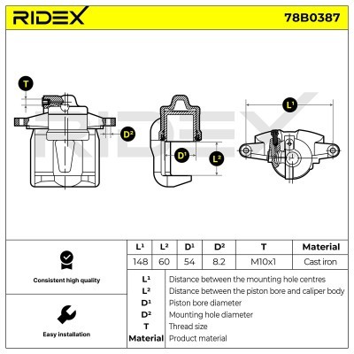 Brake Caliper RIDEX 78B0387 78B0387 - photo 5