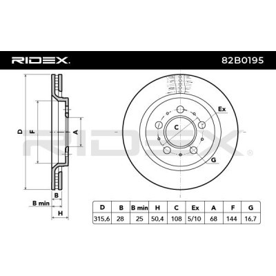 Brake Disc RIDEX 82B0195 82B0195 - photo 6