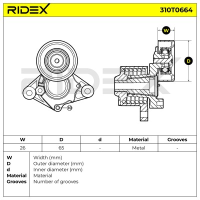 Belt Tensioner V-Ribbed Belt RIDEX 310T0664 310T0664 - photo 6